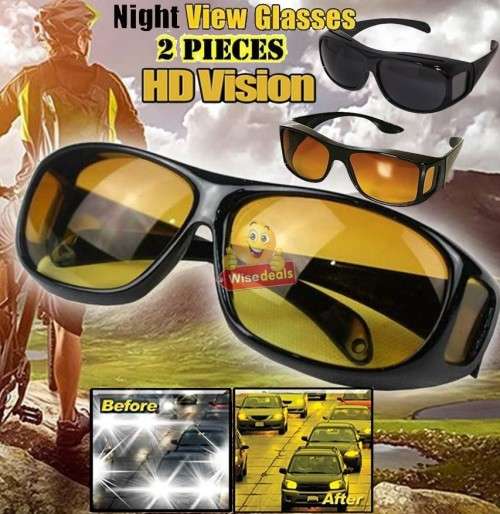 2 PIECE HD Vision Sunglasses - Fits over normal glasses, 1 for Night and 1 Day
