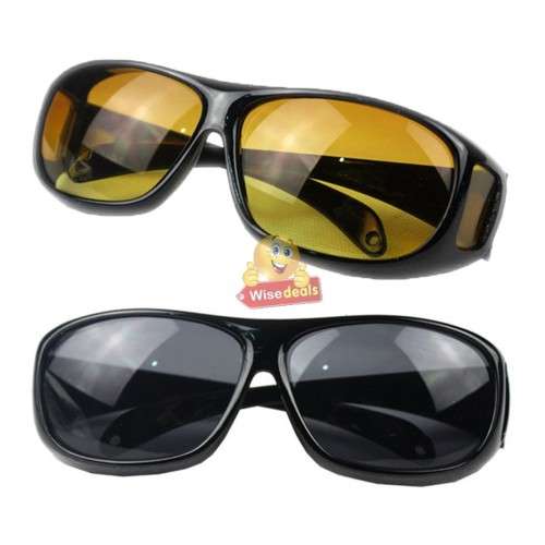 2 PIECE HD Vision Sunglasses - Fits over normal glasses, 1 for Night and 1 Day