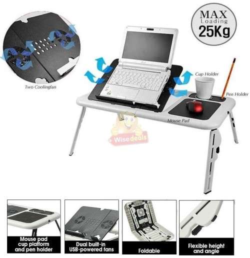 E-Table Laptop Stand with Build in Cooler Fans