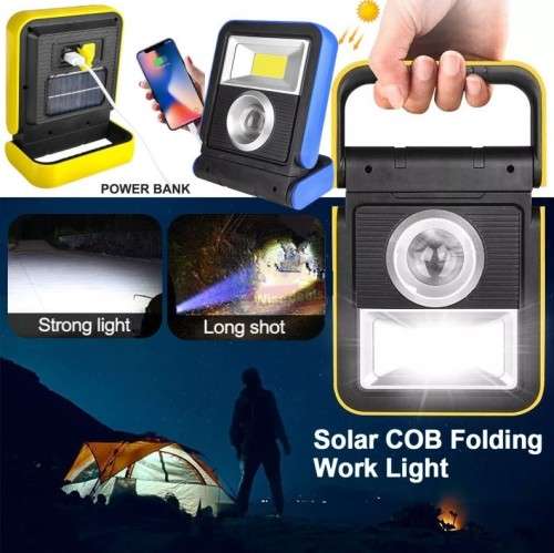 SOLAR COB Folding Work Light - USB Rechargeable