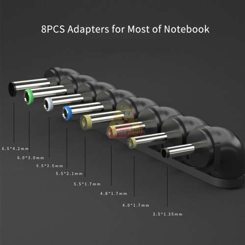 Universal 120W Laptop Charger with 8 Interface Sizes for different devices