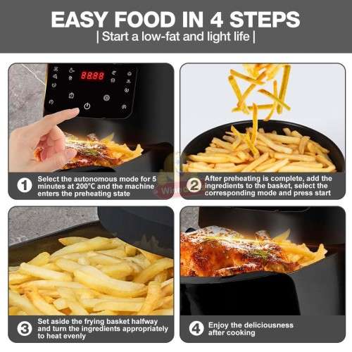 Air Fryer with Digital LED Display, Air-fry, grill, bake, sauté and roast