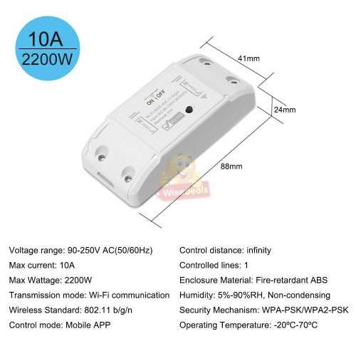 SONOF WIFI Smart Switch - Turn your appliances ON / OFF where ever you are via Phone
