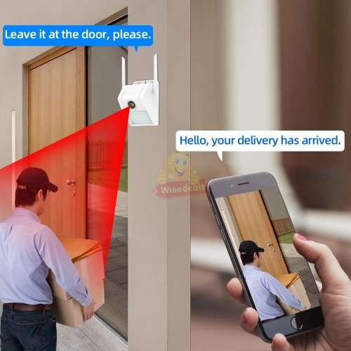 2-in-1 Waterproof Outdoor Panoramic IP Camera with LED Light  V380 Pro App