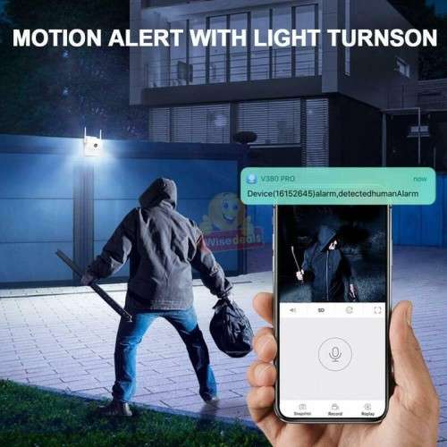 2-in-1 Waterproof Outdoor Panoramic IP Camera with LED Light  V380 Pro App