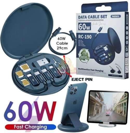 60W Fast Charging Data Cable Set, keep all your devices charged with this portable compact set