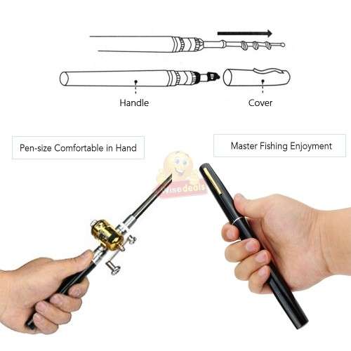 Portable Pocket Size Extendable Fishing Rod Pen with Fishing Reel