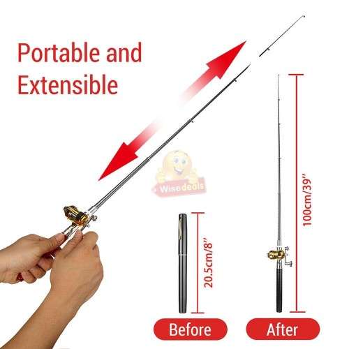 Portable Pocket Size Extendable Fishing Rod Pen with Fishing Reel