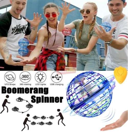 Boomerang Hand-Controlled Rechargeable Flying Ball, 360° Rotating Auto Fly with on/off switch Remote