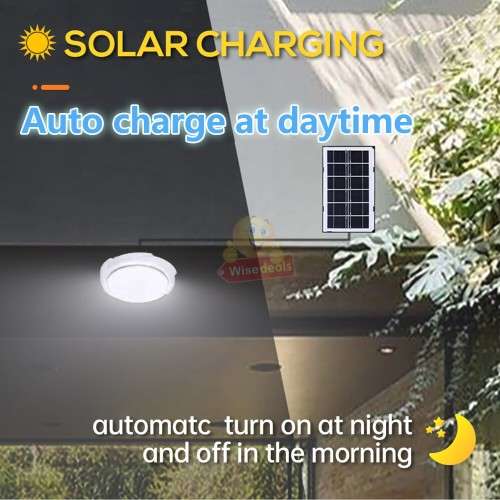 LED Solar Ceiling Light for Indoor and Outdoor use with Remote Control
