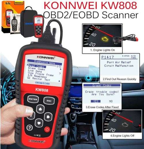 KONNWEI KW808 OBDII EOBD Diagnostic Code Scanner Kit