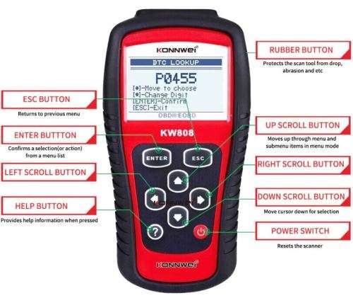 KONNWEI KW808 OBDII EOBD Diagnostic Code Scanner Kit