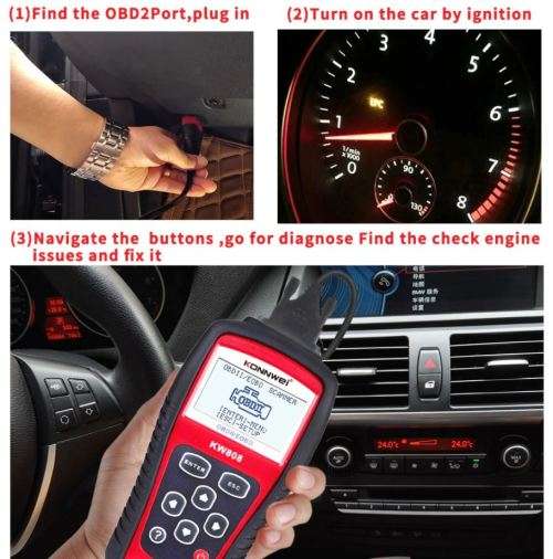 KONNWEI KW808 OBDII EOBD Diagnostic Code Scanner Kit