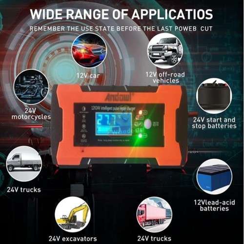 12V and 24V Intelligent Pulse Repair Battery Charger