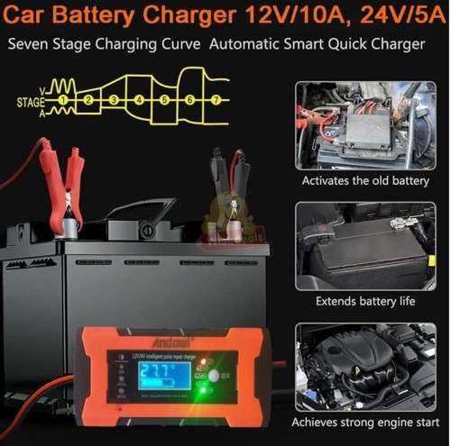 12V and 24V Intelligent Pulse Repair Battery Charger