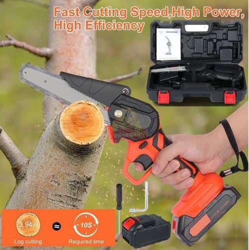 550W 24V Cordless Chain Saw in handy carry case with Accessories