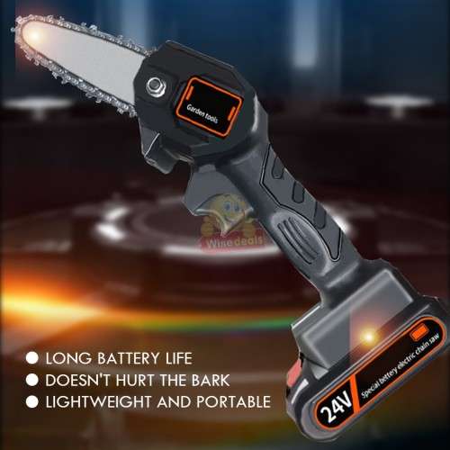 550W 24V Cordless Chain Saw in handy carry case with Accessories