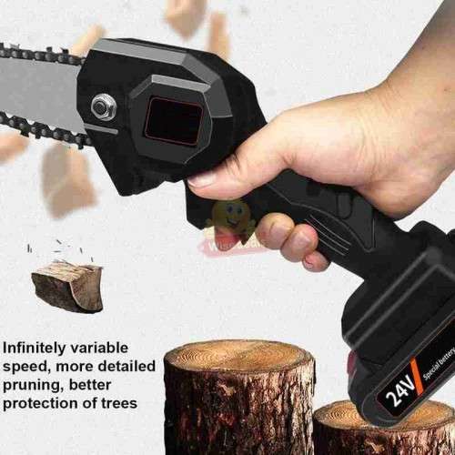 550W 24V Cordless Chain Saw in handy carry case with Accessories