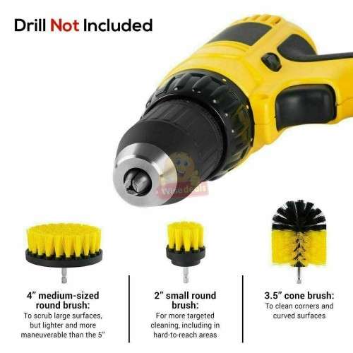 3-Piece Power Scrub Drill Brush Kit