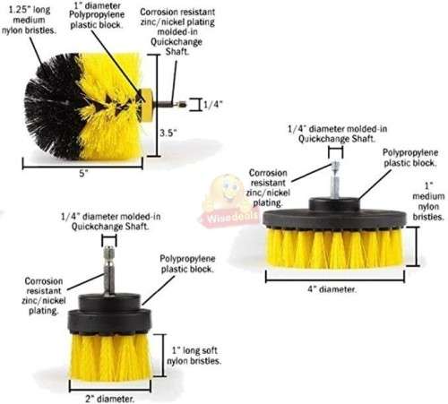 3-Piece Power Scrub Drill Brush Kit