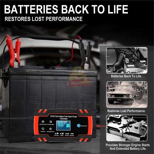 12V 8A and 24V 4A Intelligent Pulse Repair Battery Charger