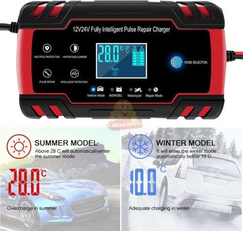 12V 8A and 24V 4A Intelligent Pulse Repair Battery Charger