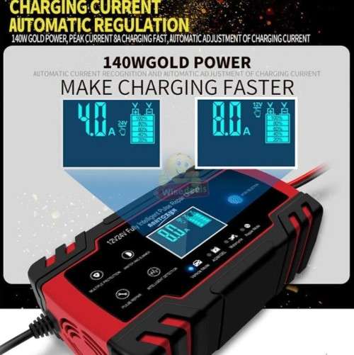 12V 8A and 24V 4A Intelligent Pulse Repair Battery Charger