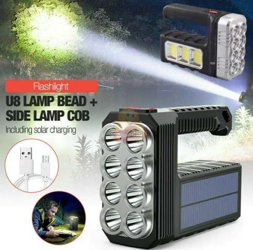 SOLAR & USB Charge Rechargeable Multipurpose Light, 8 LED & COB