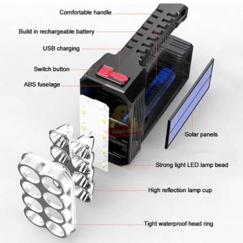 SOLAR & USB Charge Rechargeable Multipurpose Light, 8 LED & COB
