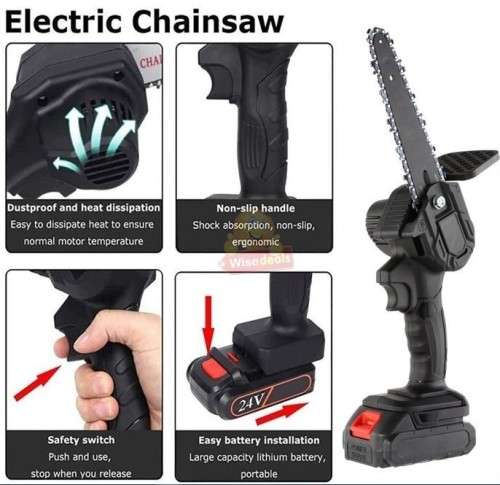 550W 24V Cordless Chainsaw in handy carry case with Accessories