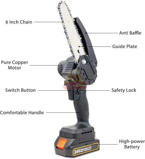 24V Cordless Chain Saw in handy carry case with Accessories