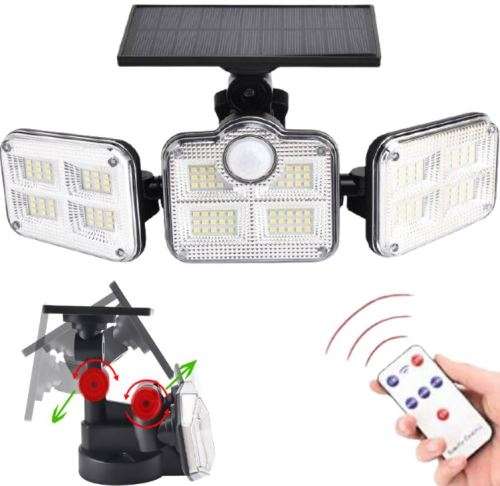 30W Rotatable Three Head Solar Flood Light - 3 Light Modes