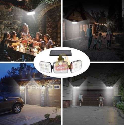 30W Rotatable Three Head Solar Flood Light - 3 Light Modes