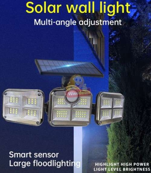 30W Rotatable Three Head Solar Flood Light - 3 Light Modes