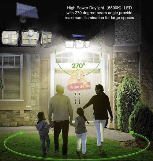 30W Rotatable Three Head Solar Flood Light - 3 Light Modes