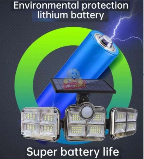 30W Rotatable Three Head Solar Flood Light - 3 Light Modes