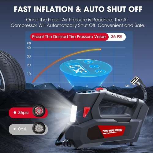 LCD Display 12V Air Compressor Pump with Accessories