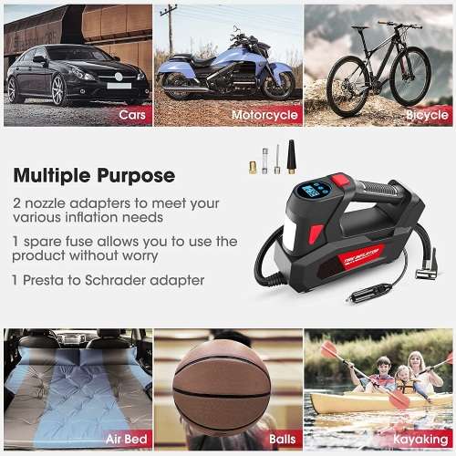 LCD Display 12V Air Compressor Pump with Accessories