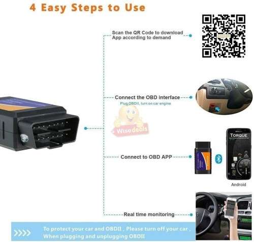 ELM327 OBD2 Bluetooth Auto Diagnostic Scanner