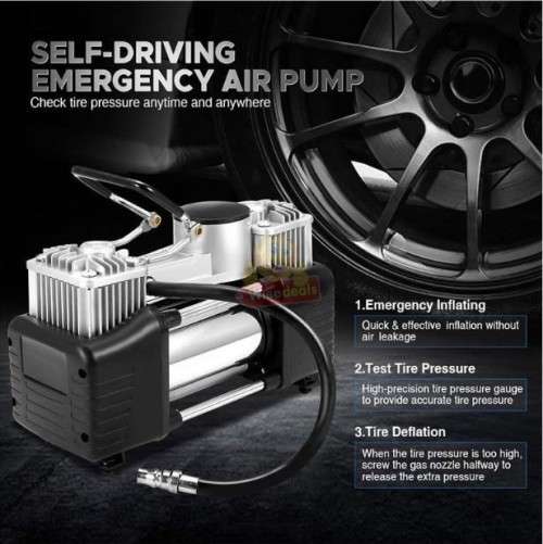 Air Compressor Kit with Pressure Gauge in Portable Case with lots of accessories