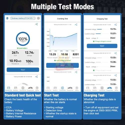6V and 12V Wireless Bluetooth Battery Tester 100-2000 CCA