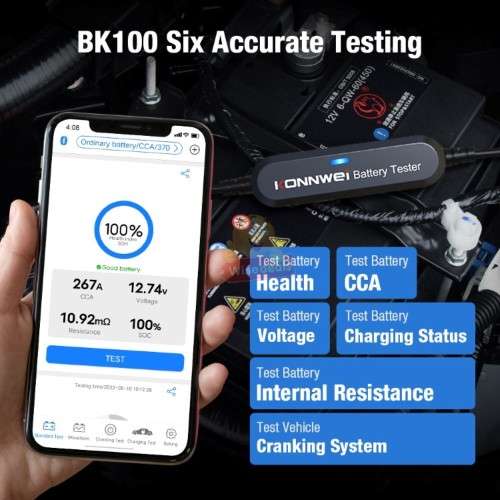 6V and 12V Wireless Bluetooth Battery Tester 100-2000 CCA