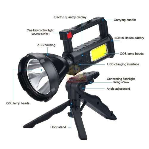Super Far Distance LED Search and Flash Light, Different Lighting Modes, USB Interface, Mobile Power