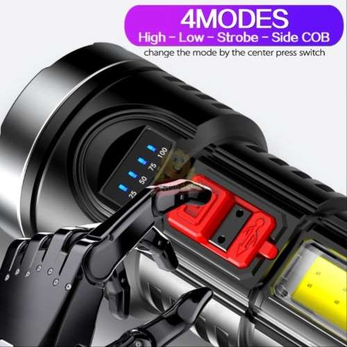 Tactical Flash light with different Light modes, Build-in 18650 Rechargeable lithium-ion Battery