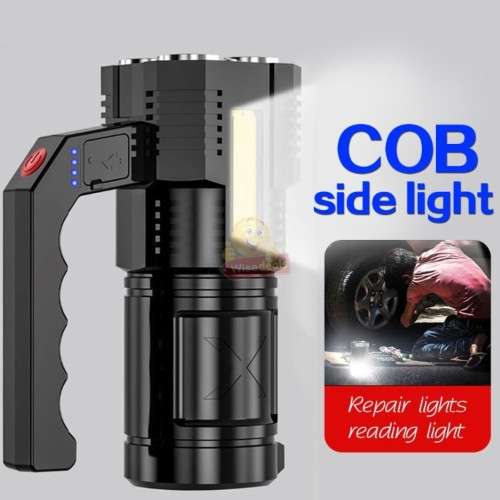Rechargeable Handheld USB COB Flashlight Spotlight, 5000 Lumens