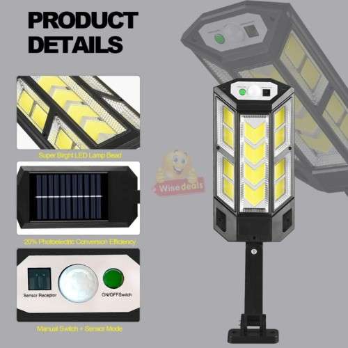 900C 59COB Solar Wall Light with Remote Control