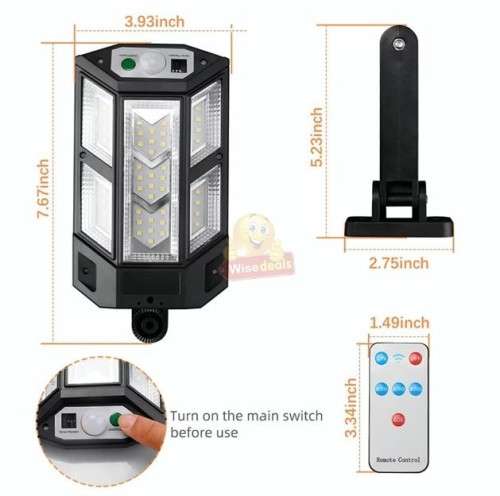 900C 59COB Solar Wall Light with Remote Control