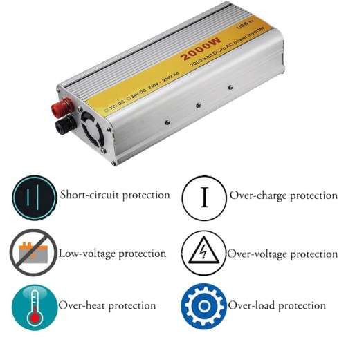 2000W Solar Power Inverter - Convert 12V DC to 220V AC -  2000W  Constant Power & 4000W Surge Power