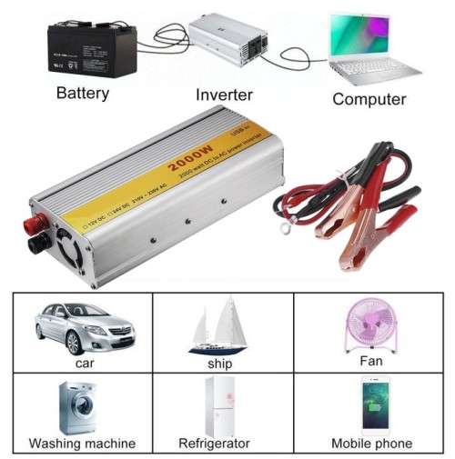 2000W Solar Power Inverter - Convert 12V DC to 220V AC -  2000W  Constant Power & 4000W Surge Power