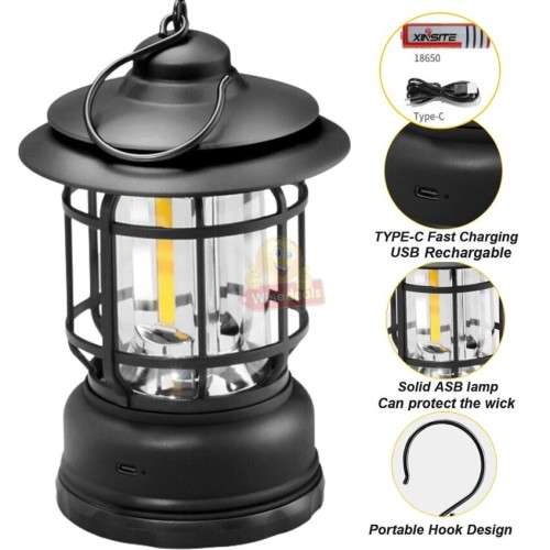 Rechargeable Vintage Lantern with Dimming Mode and can be use as Power Bank